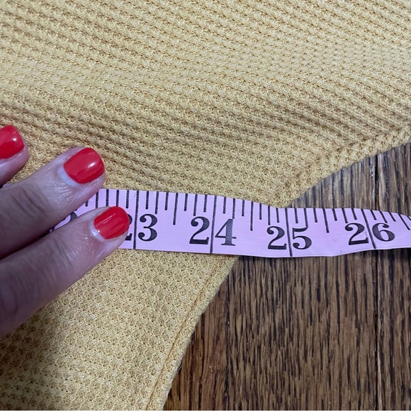 Umgee Waffle Texture Blue Gold Oatmeal Oversized Mid Sleeve Shirt Size Small - Picture 6 of 7